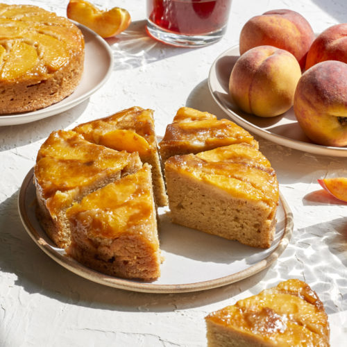 gluten free sour cream brown sugar peach upside down cake