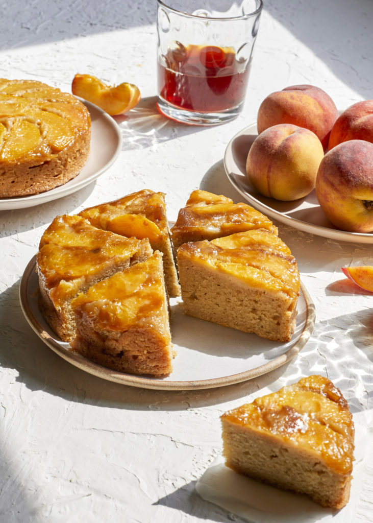 gluten free sour cream brown sugar peach upside down cake