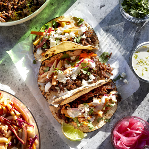 fall inspired korean short rib tacos with apple + carrot slaw and a lime crema