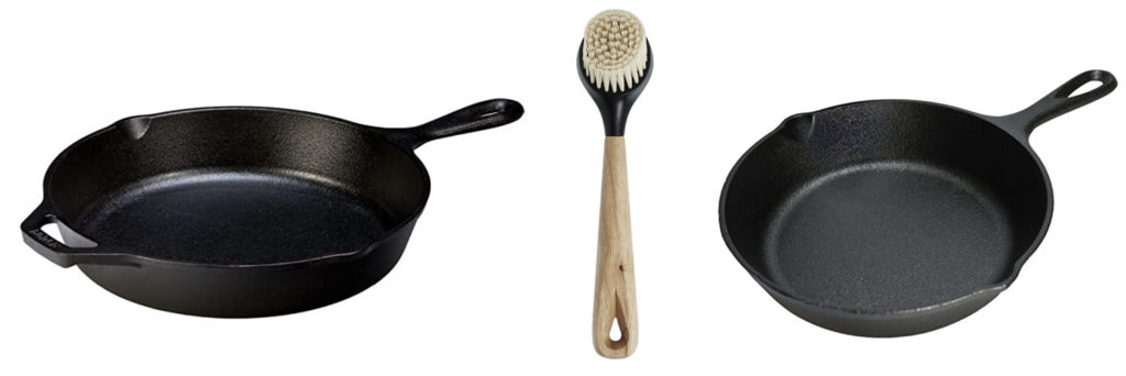 cast iron pans + a cast iron skillet brush