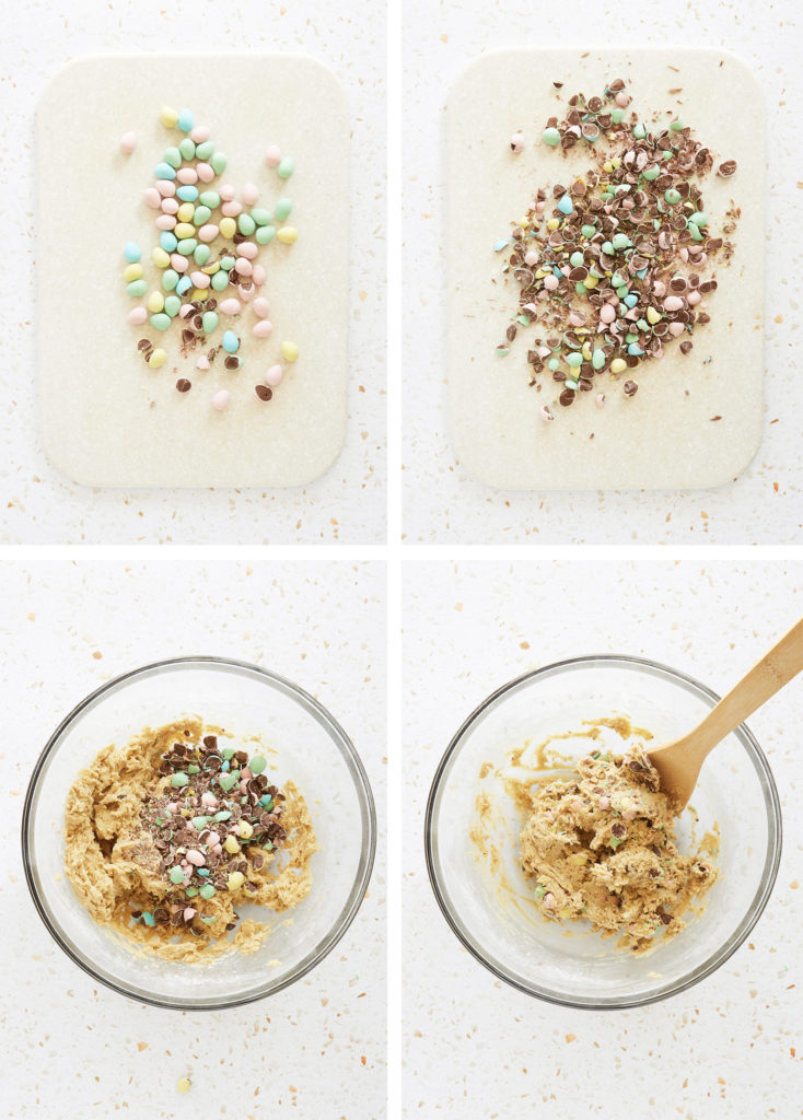 the cookie dough + working process for gluten free mini egg cookies