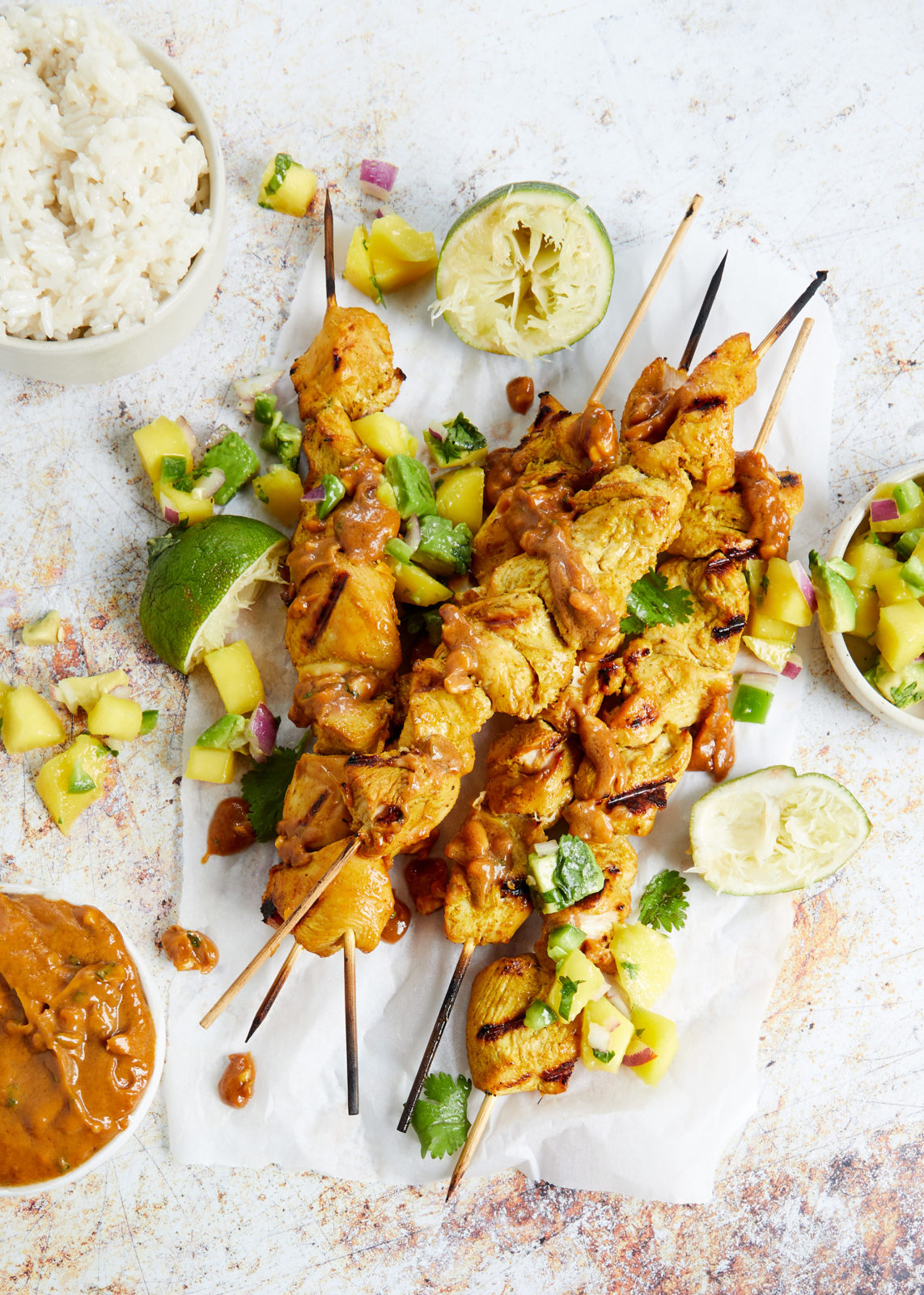 chicken satay + peanut butter sauce salted sunday